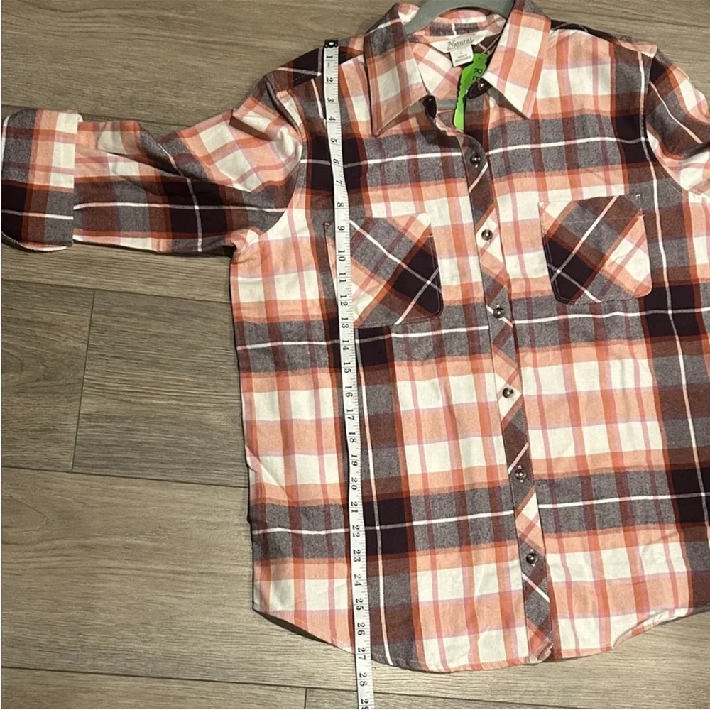 NWT Natural Reflections Vibrant Plaid Button Down Shirt Size L - Picture 5 of 8